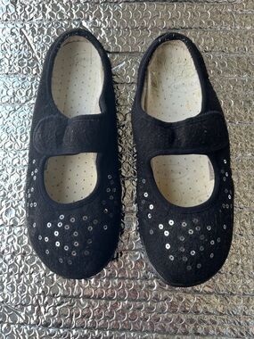 Vionic Black Sequin Mary Jane Flats